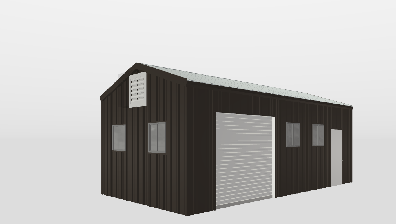Perspective View Gable 14'X28'X9-tall