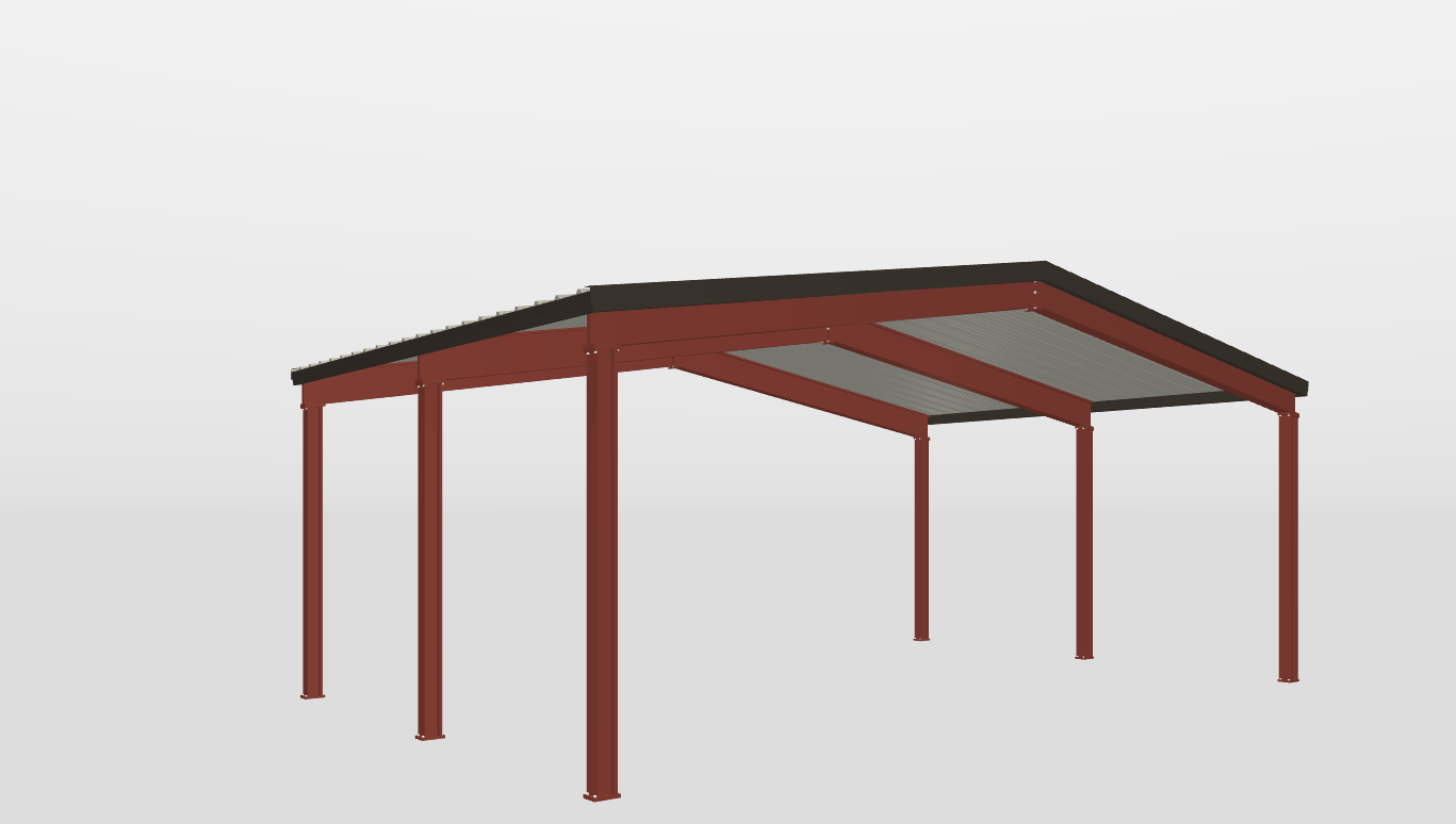 Right Red Iron Gable Style Carport 30'X20'X10-tall