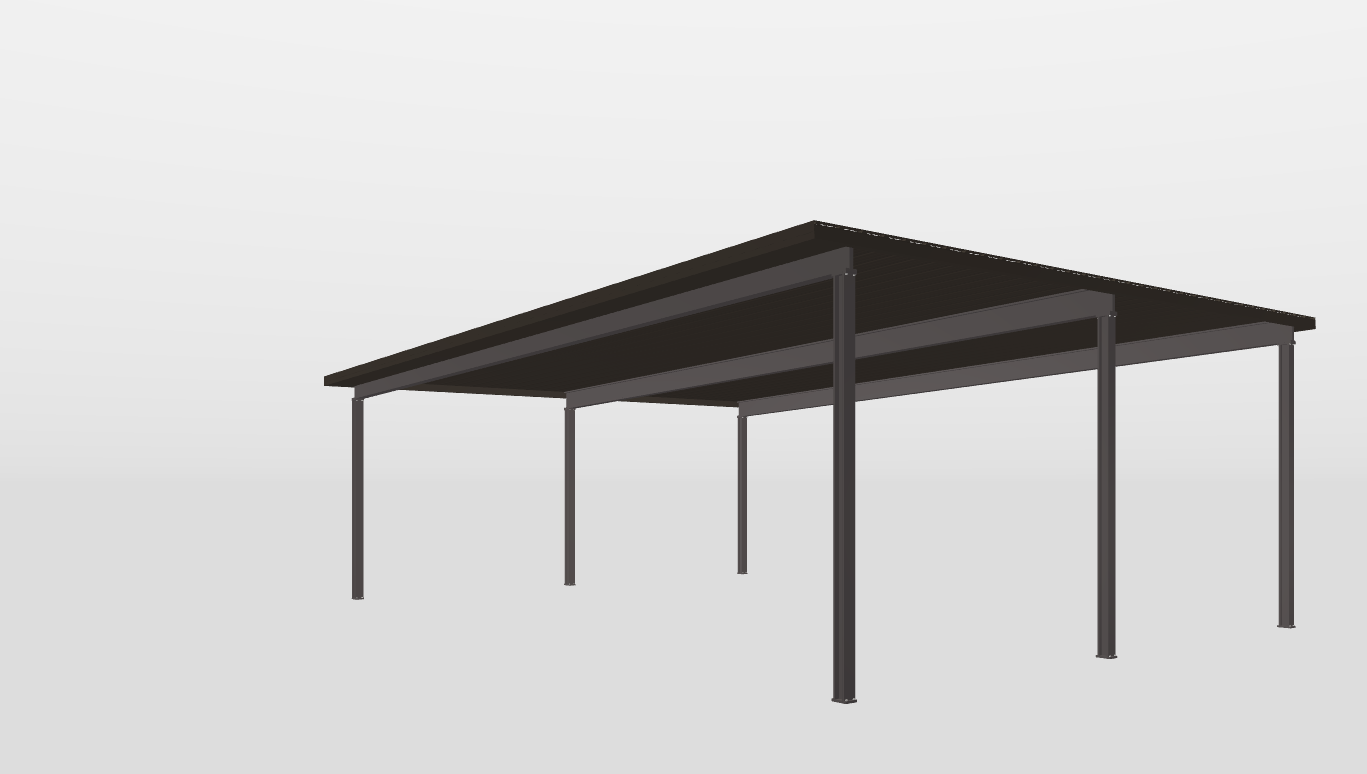 Front Red Iron Single Slope Carport 43'X30'X12-tall-ss