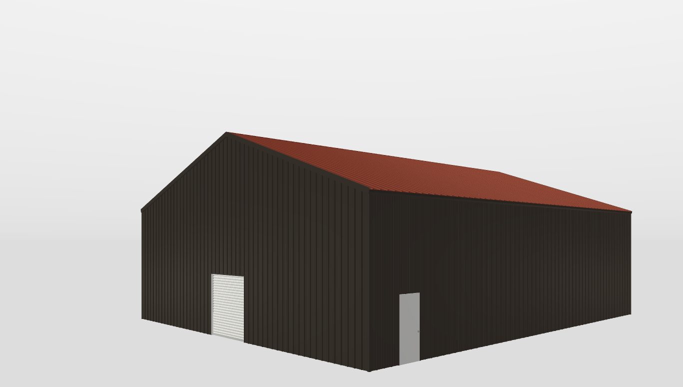 Perspective View Gable 52'X60'X16-tall
