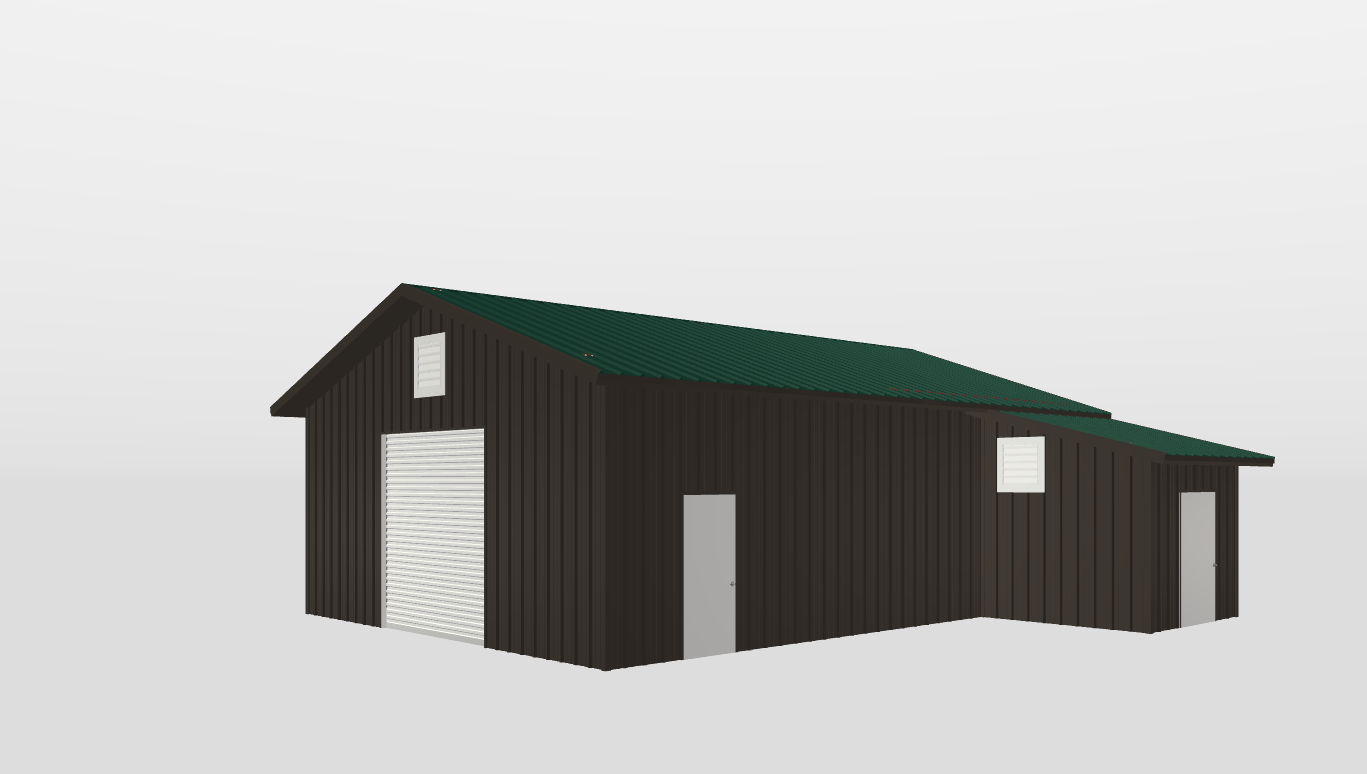 Perspective View Gable 28'X36'X11-tall