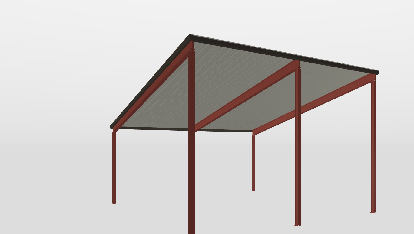 Front Red Iron Single Slope Carport 30'X30'X12-tall-ss