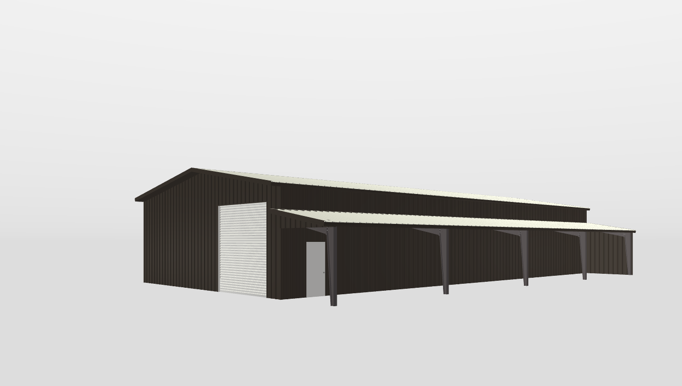 Perspective View Gable 40'X80'X13-tall