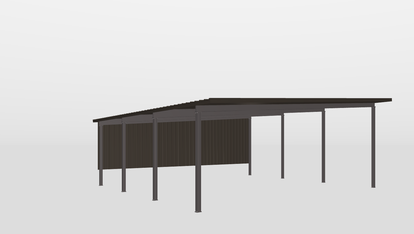 Front Red Iron Single Slope Carport 40'X36'X12-tall-ss