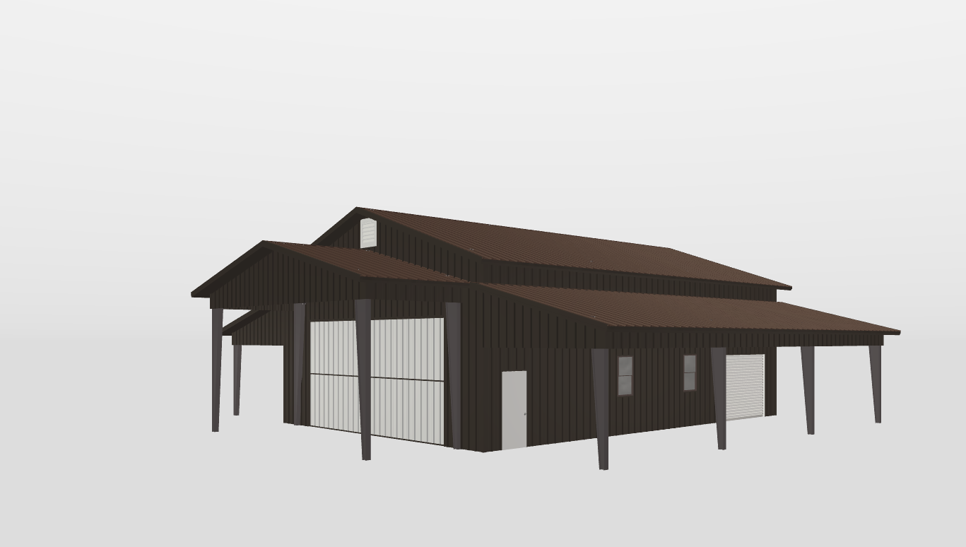 Perspective View Gable 36'X50'X16-tall