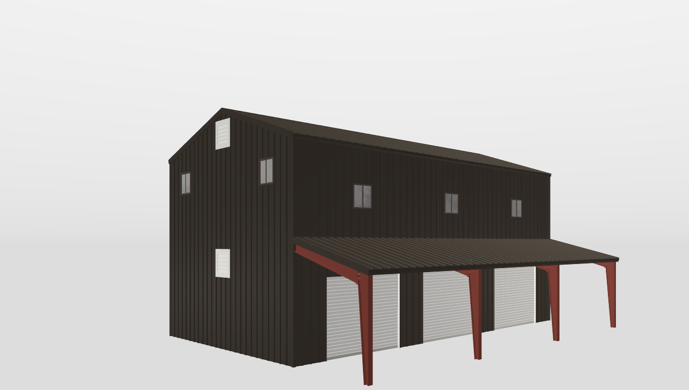 Perspective View Gable 25'X45'X20-tall