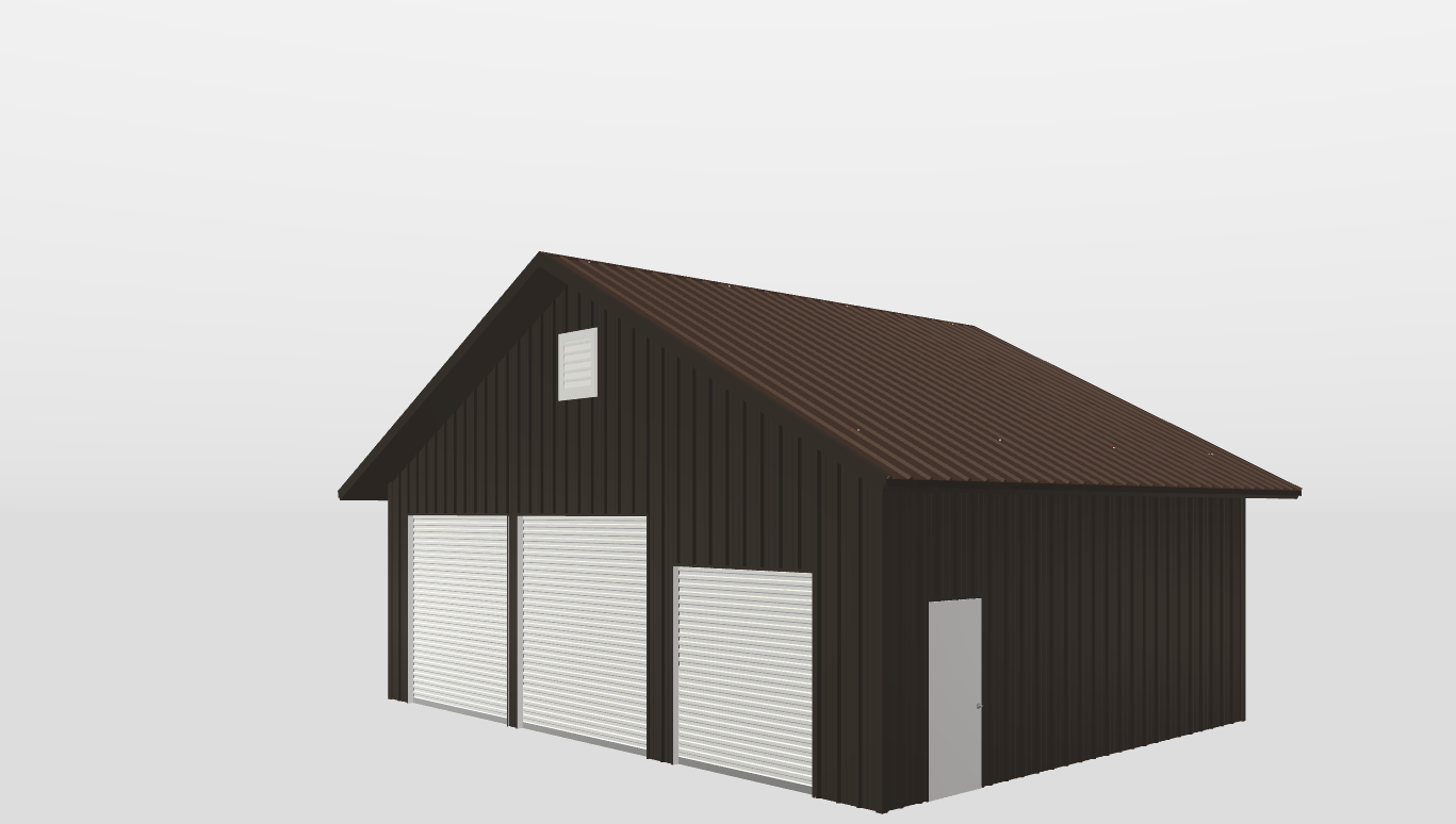 Perspective View Gable 36'X26'X11-tall