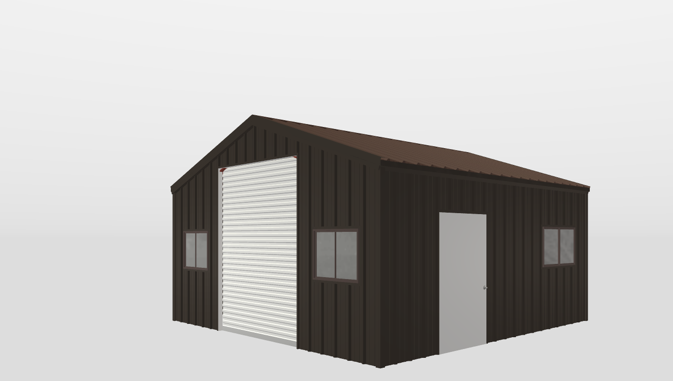 Perspective View Gable 20'X20'X8-tall