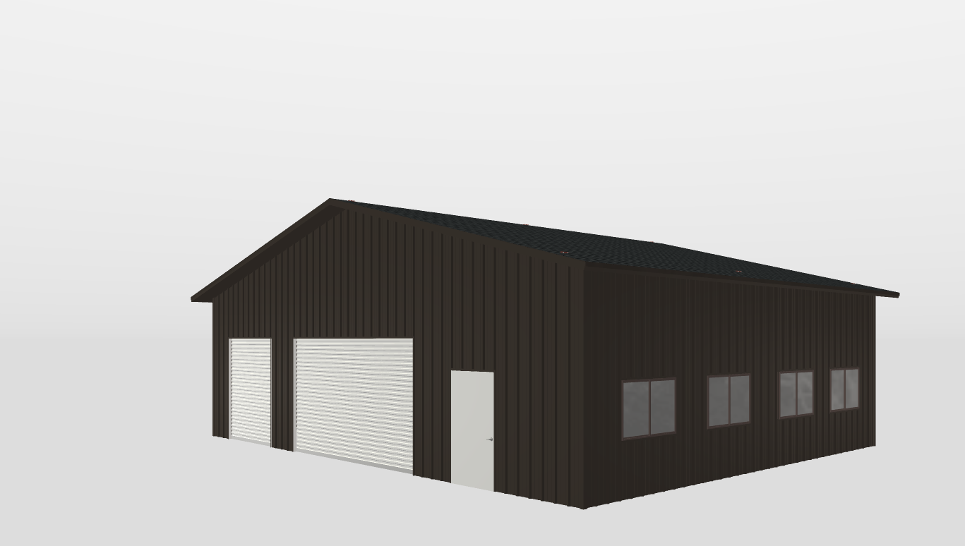 Perspective View Gable 46'X36'X12-tall
