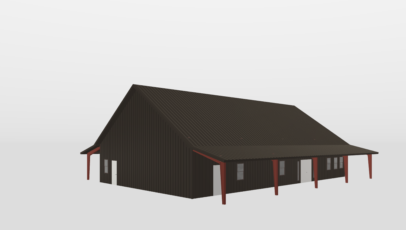 Perspective View Gable 45'X70'X11-tall