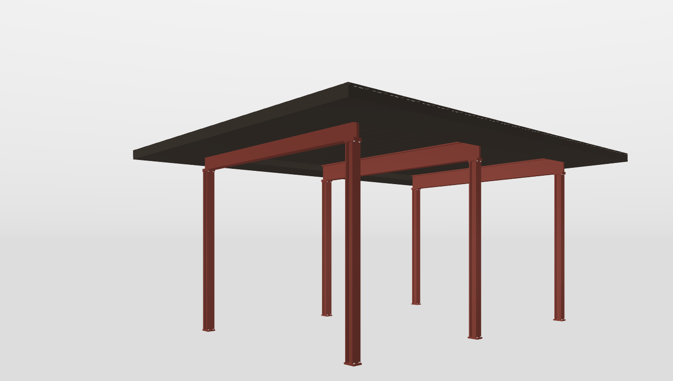Perspective View Red Iron Single Slope Carport 14'X20'X10-tall-ss