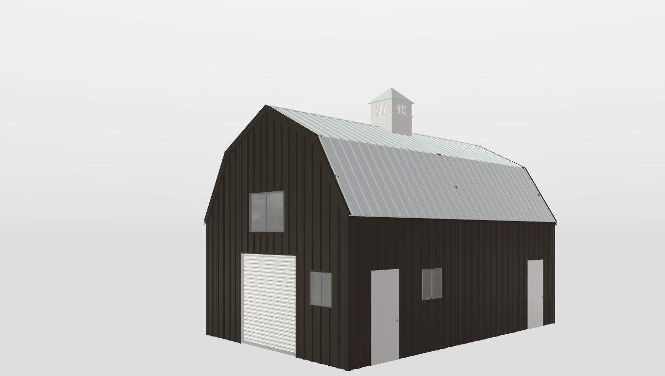 Perspective View Gambrel 20'X30'X10-tall