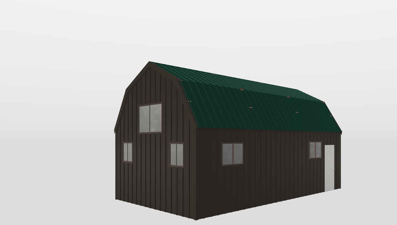 Perspective View Gambrel 16'X30'X8-tall