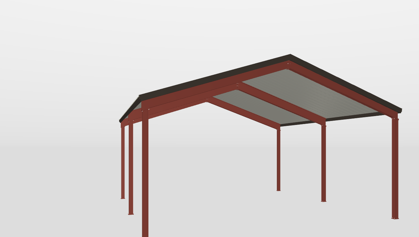 Right Red Iron Gable Style Carport 30'X30'X12-tall