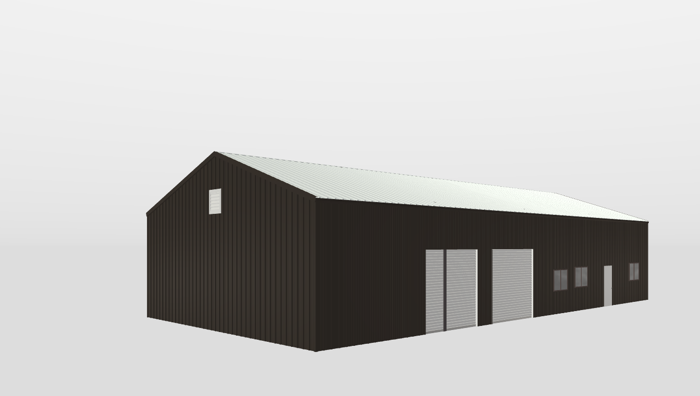 Perspective View Gable 40'X80'X14-tall