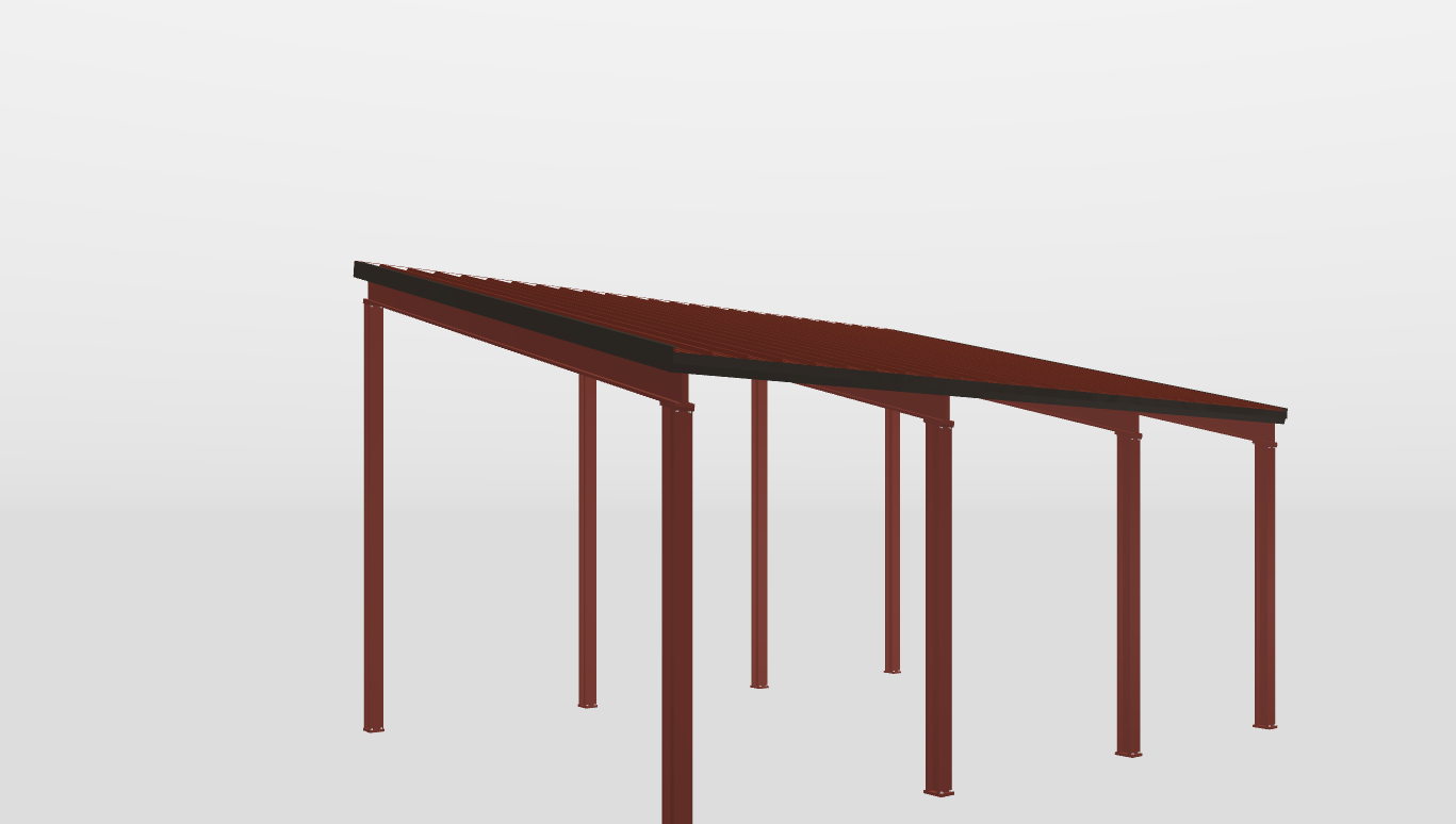 Right Red Iron Single Slope Carport 20'X25'X10-tall-ss
