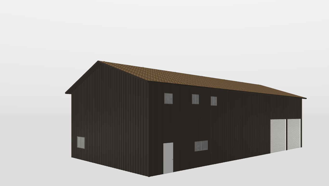 Perspective View Gable 40'X80'X20-tall