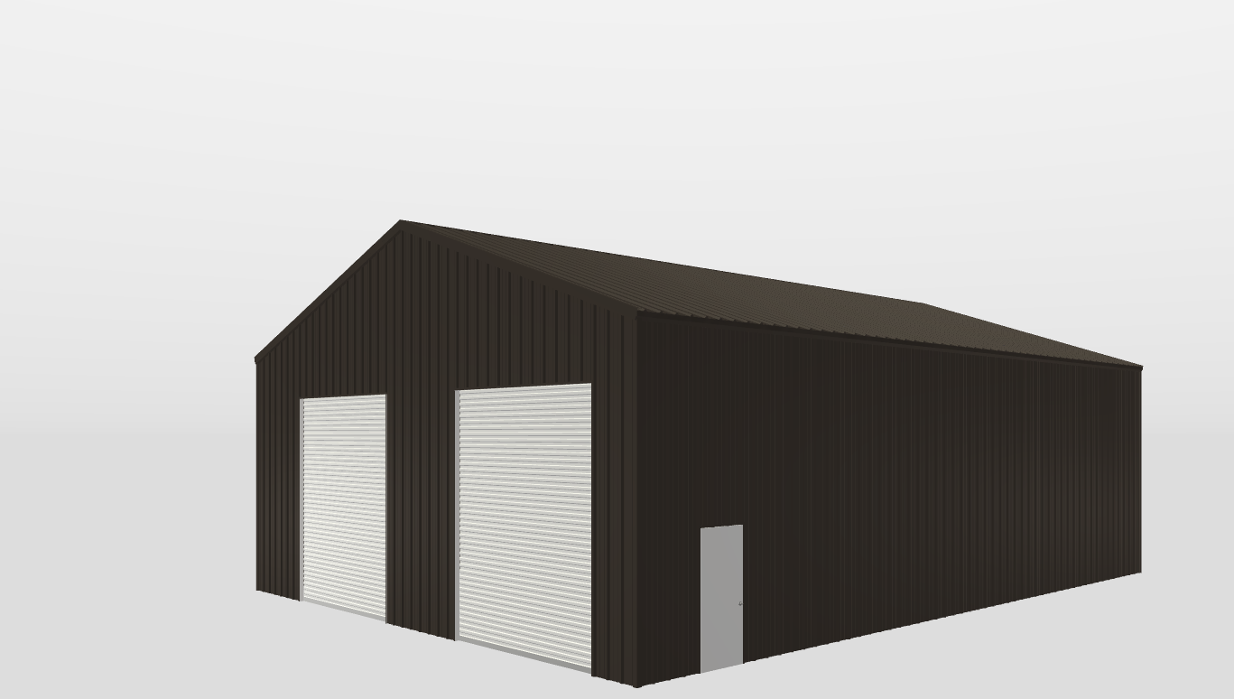 Perspective View Gable 42'X56'X16-tall