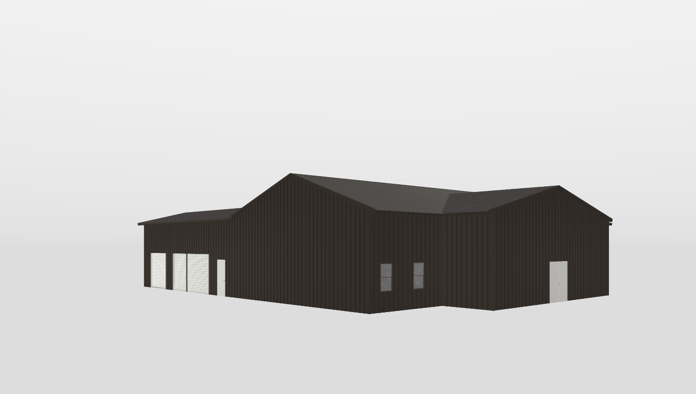 Perspective View Gable 38'X74'X14-tall