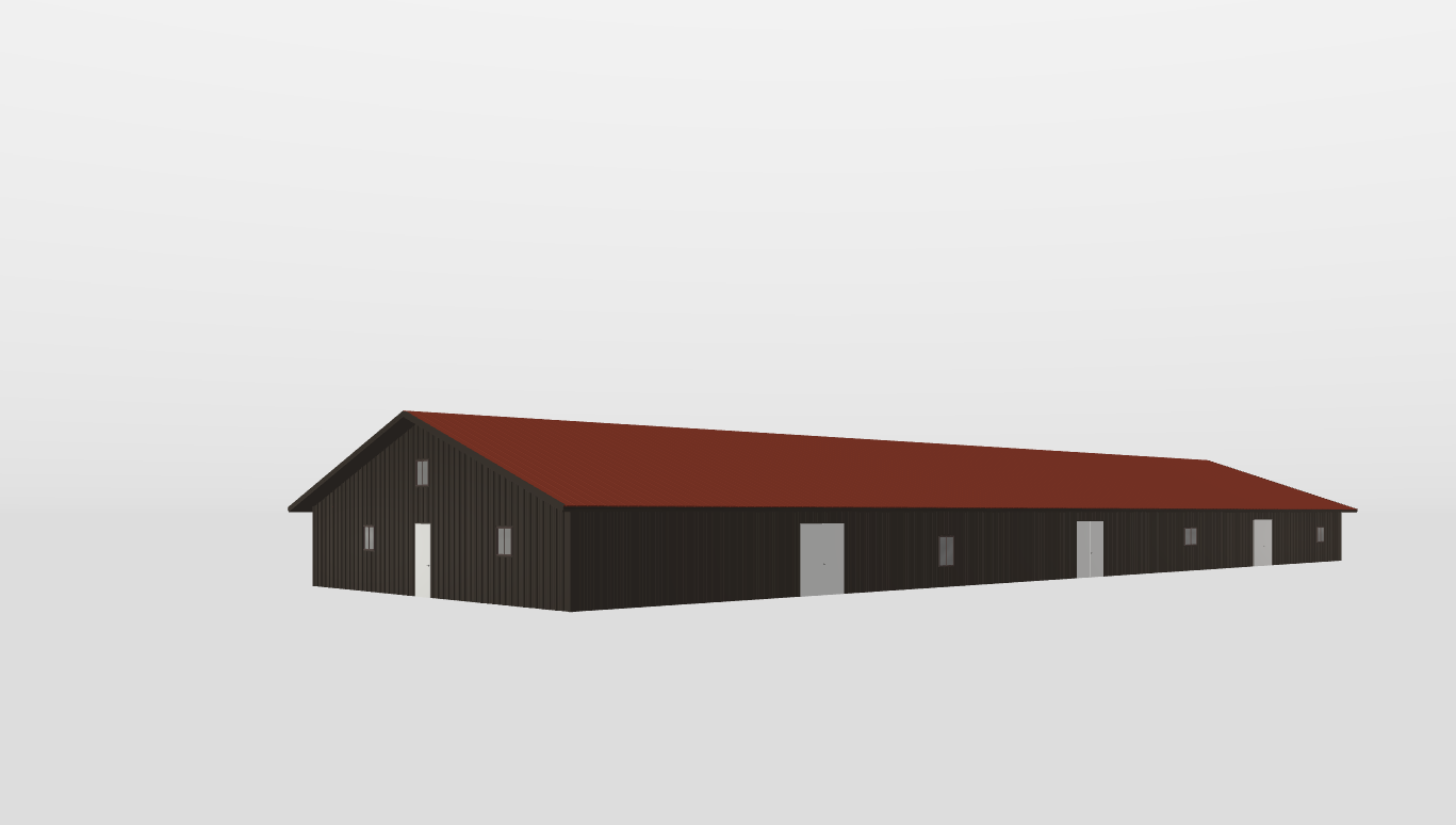 Perspective View Gable 50'X152'X8-tall