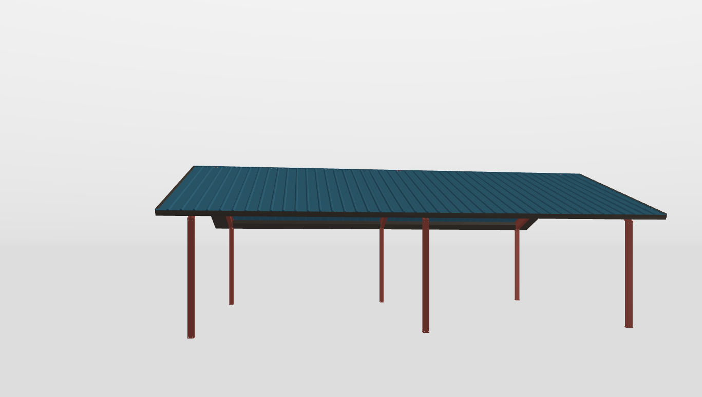 Right Red Iron Gable Style Carport 30'X40'X10-tall