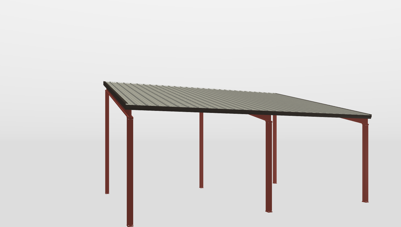 Right Red Iron Single Slope Carport 22'X30'X10-tall-ss