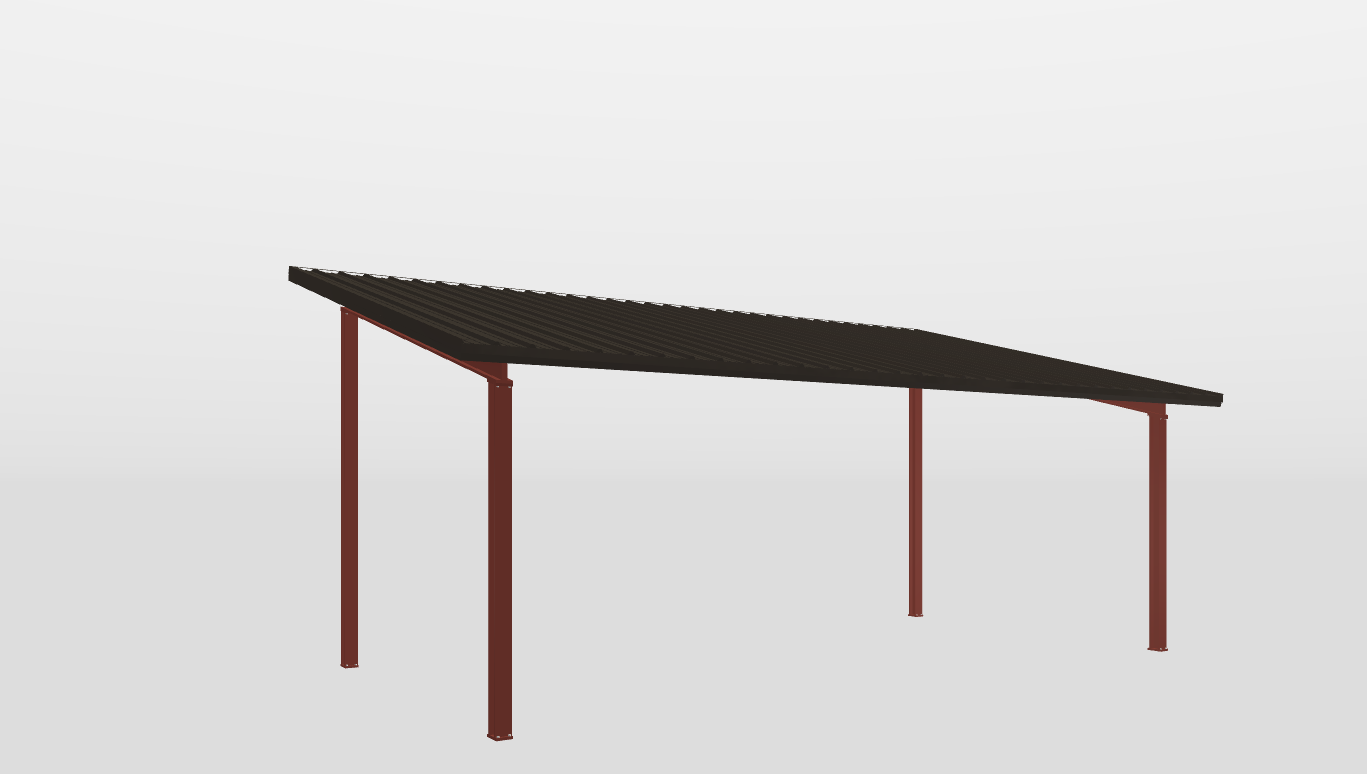 Right Red Iron Single Slope Carport 16'X30'X10-tall-ss