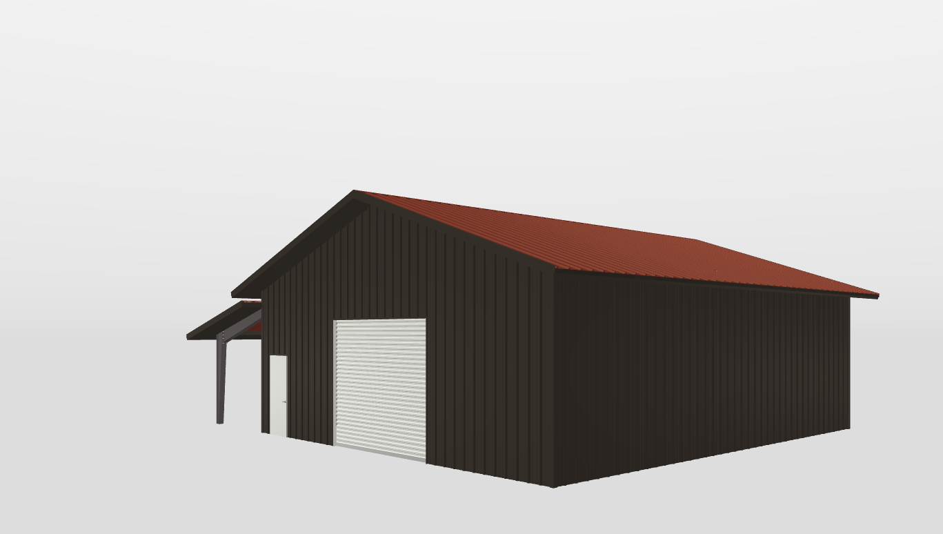 Perspective View Gable 36'X40'X12-tall