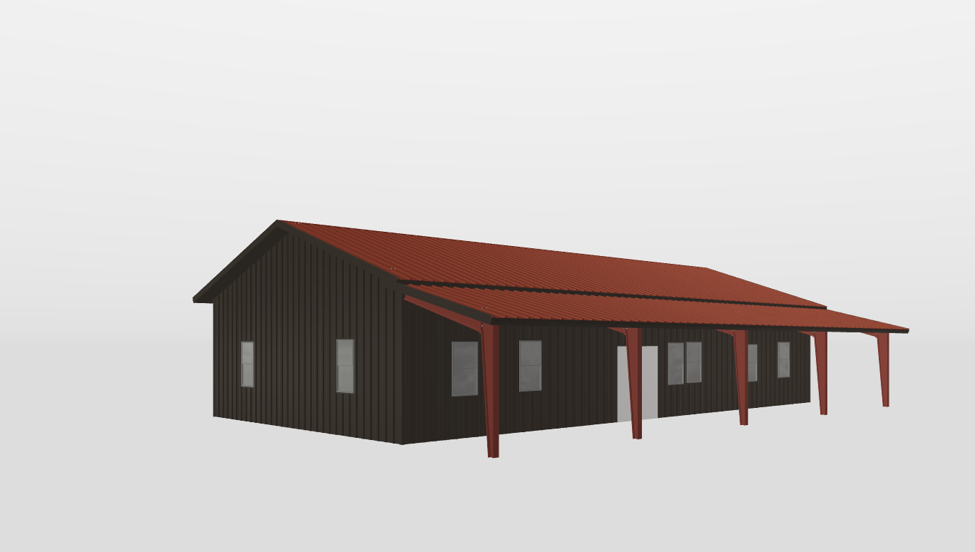 Perspective View Gable 32'X60'X11-tall