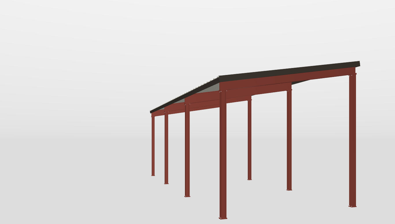 Front Red Iron Single Slope Carport 16'X40'X12-tall-ss
