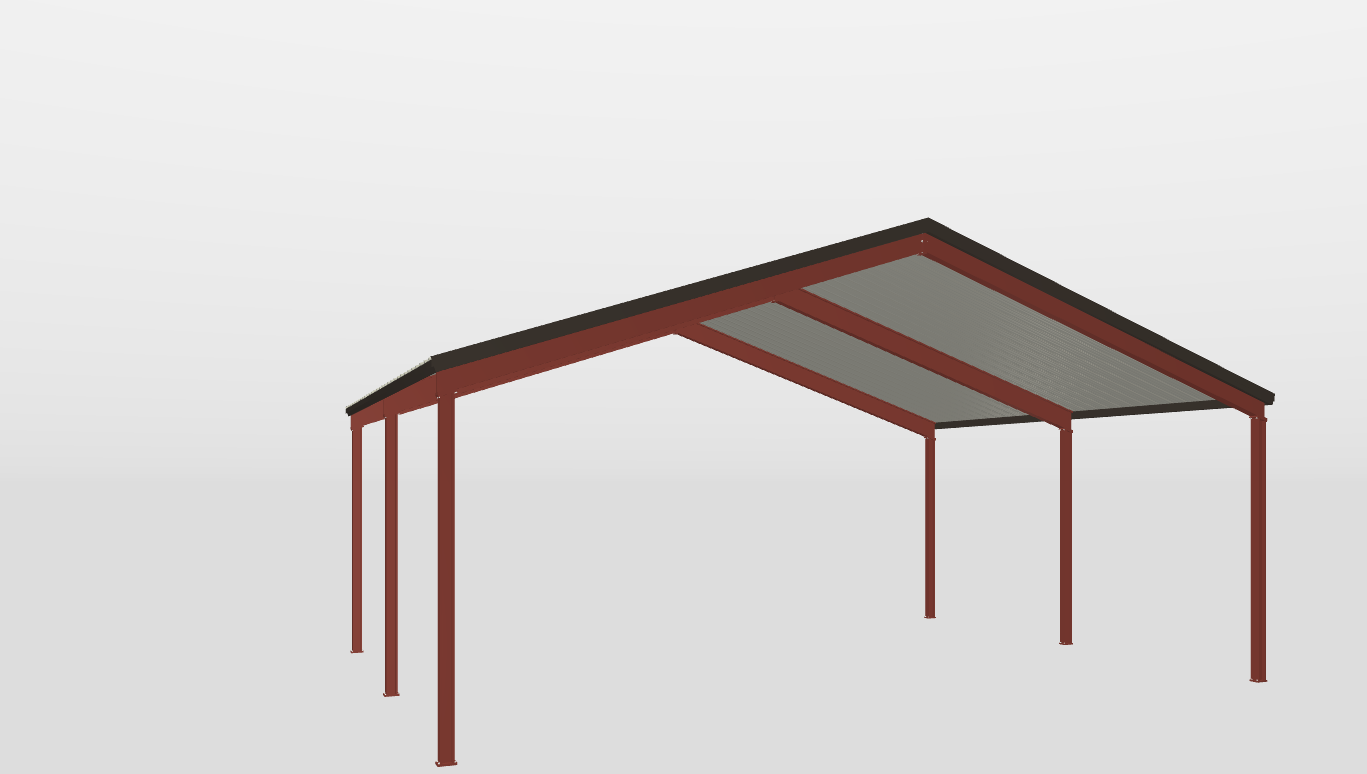 Right Red Iron Gable Style Carport 40'X30'X13-tall