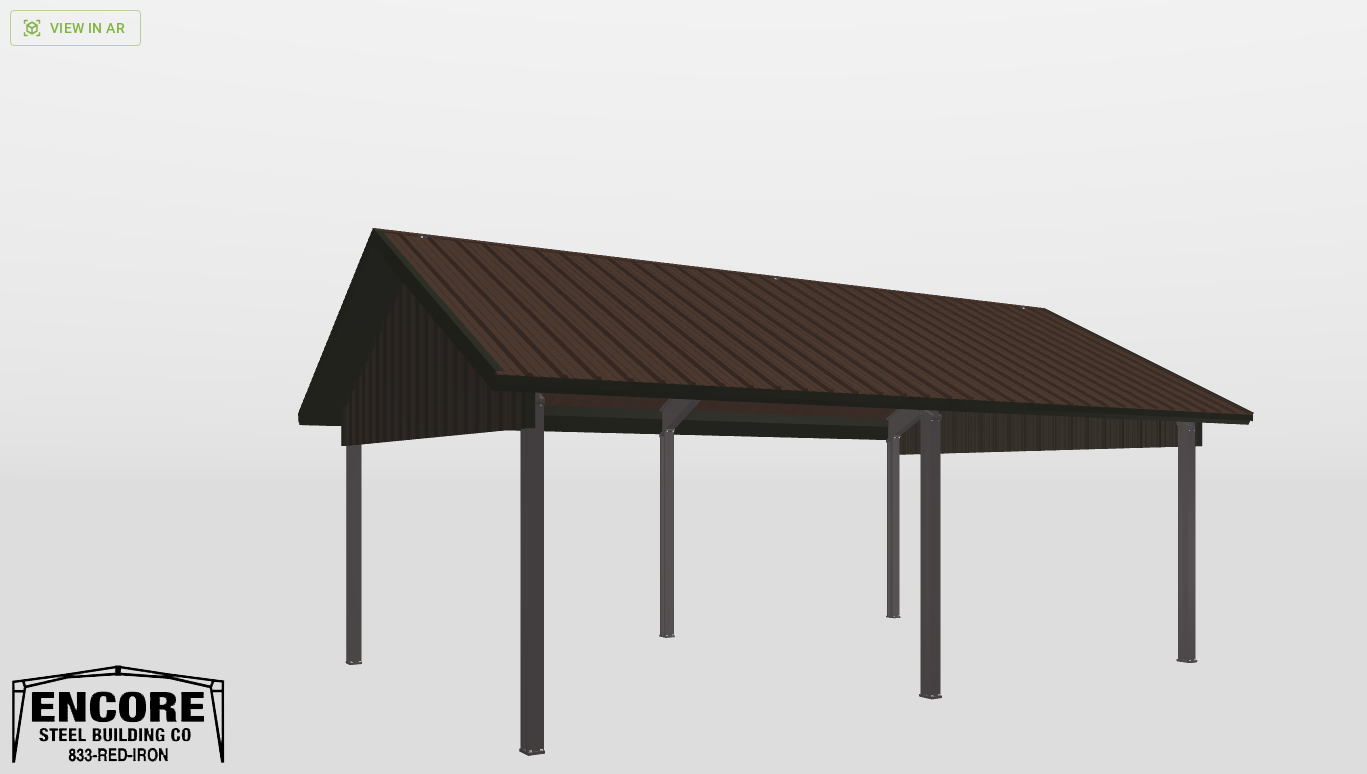 Right Red Iron Gable Style Carport 20'X30'X10-tall