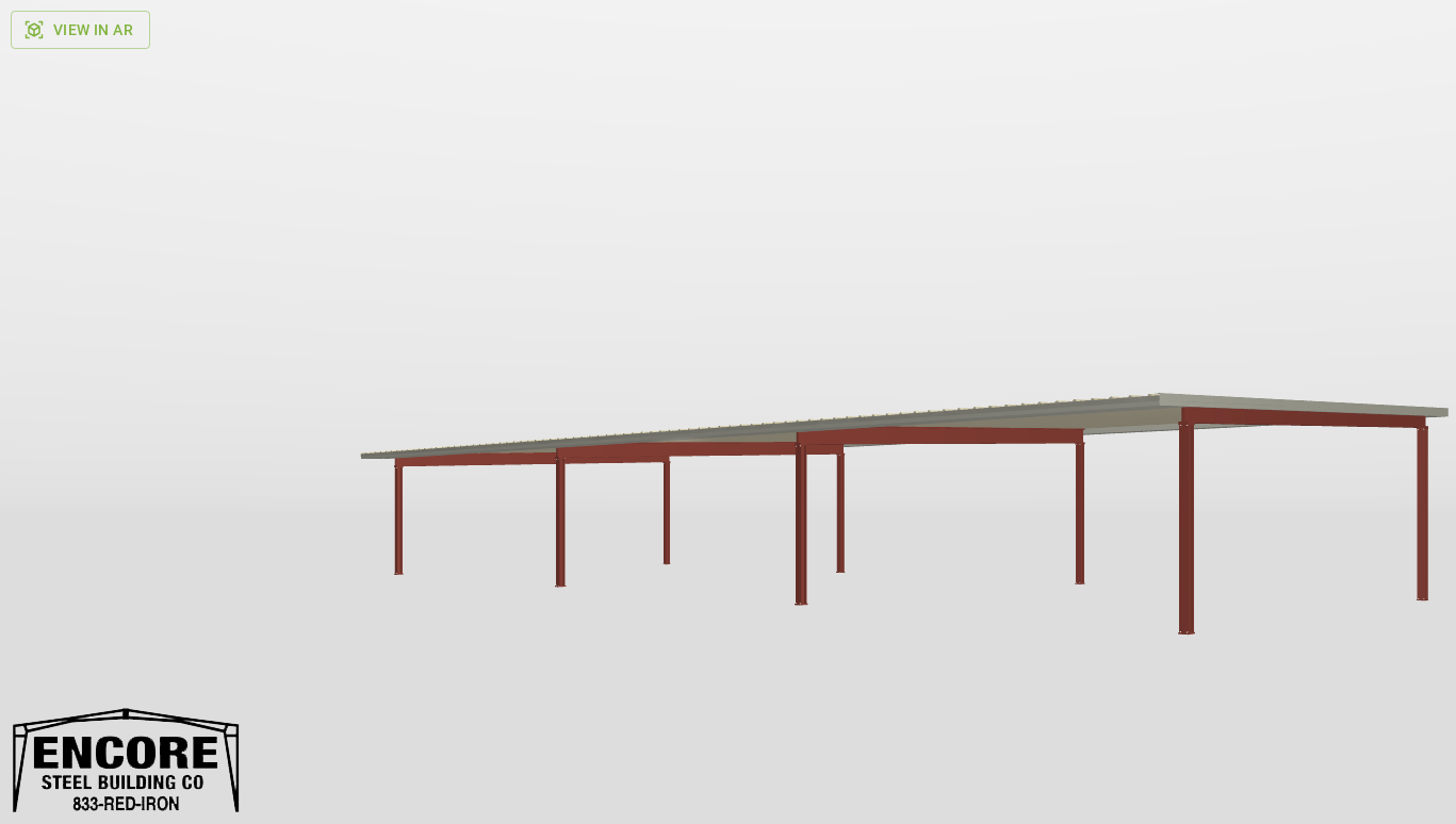 Front Red Iron Single Slope Carport 32'X80'X10-tall-ss