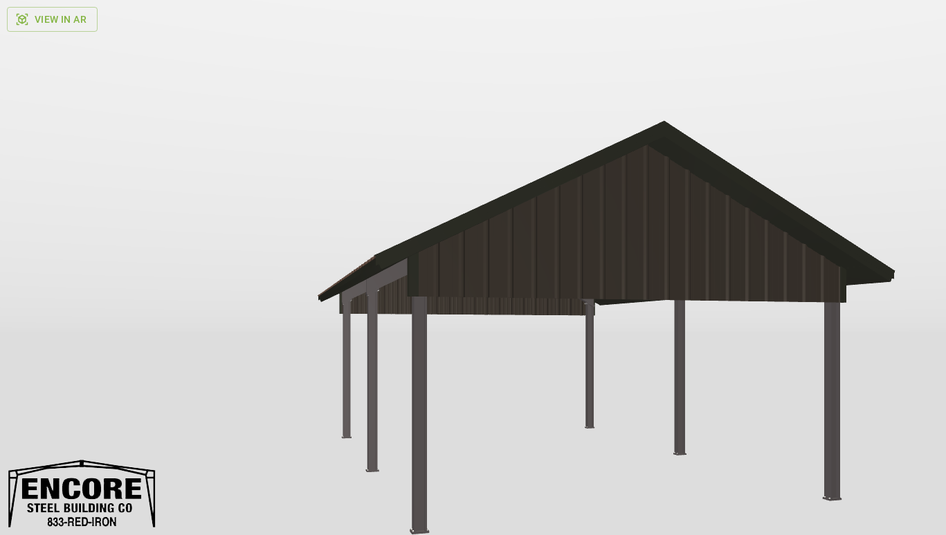 Front Red Iron Gable Style Carport 20'X30'X10-tall