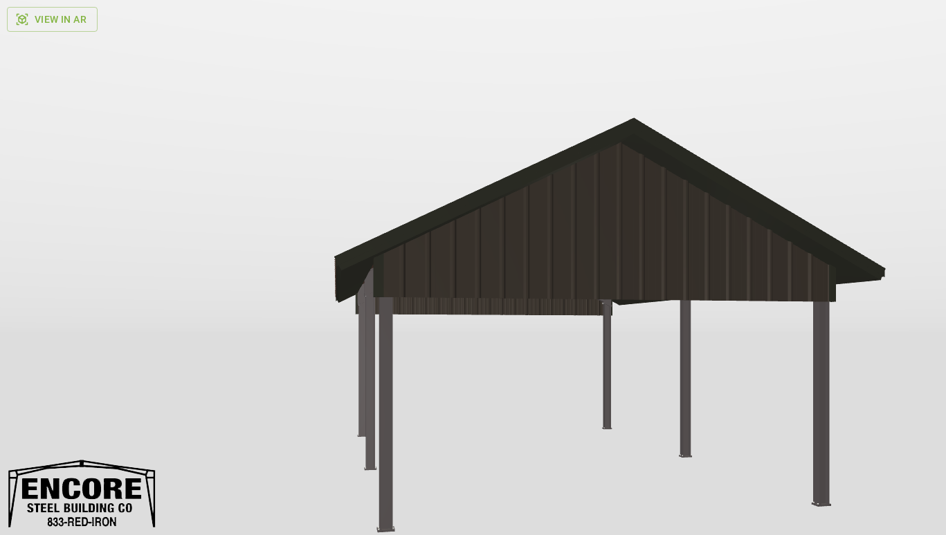 Front Red Iron Gable Style Carport 20'X30'X10-tall