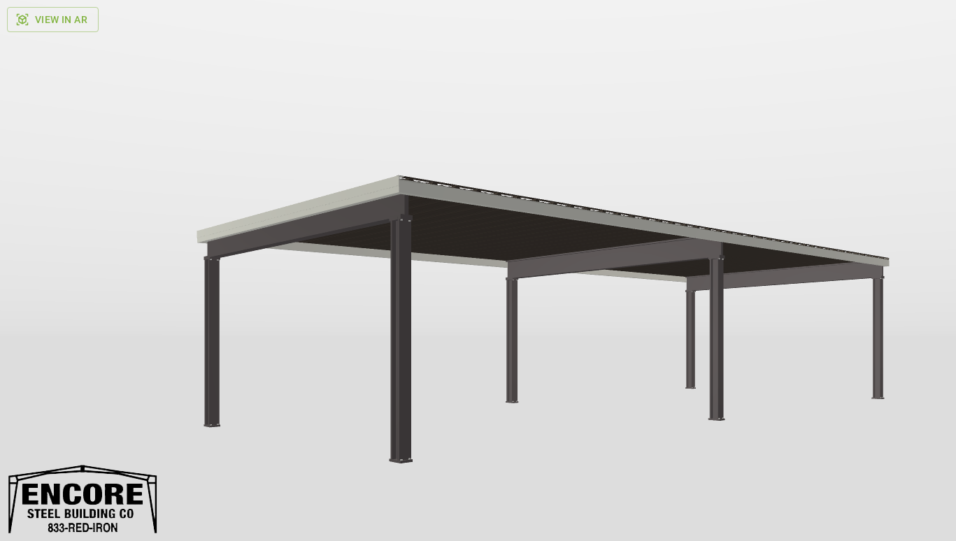 Perspective View Red Iron Single Slope Carport 16'X40'X8-tall-ss