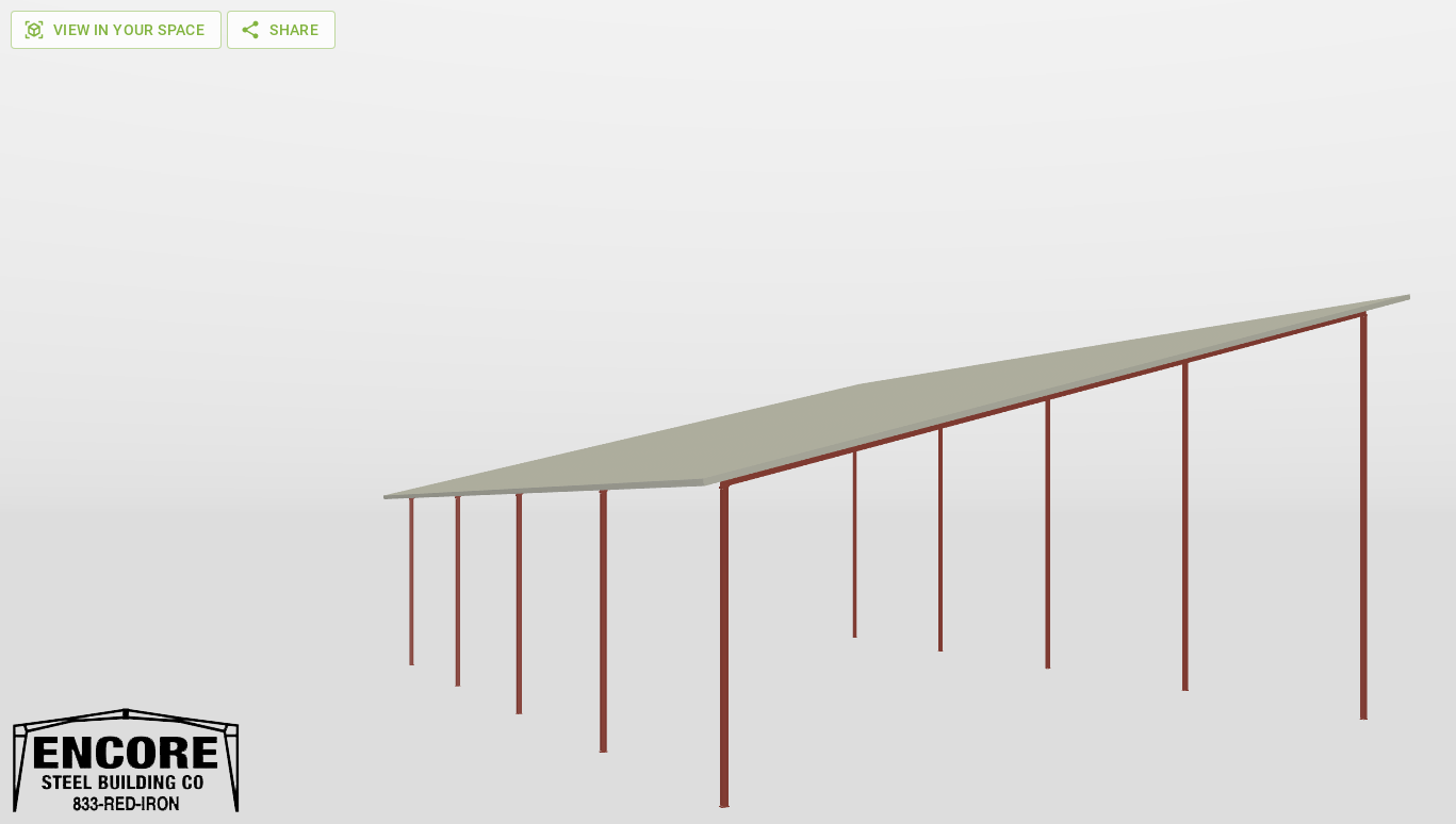 Front Red Iron Single Slope Carport 80'X105'X25-tall-ss