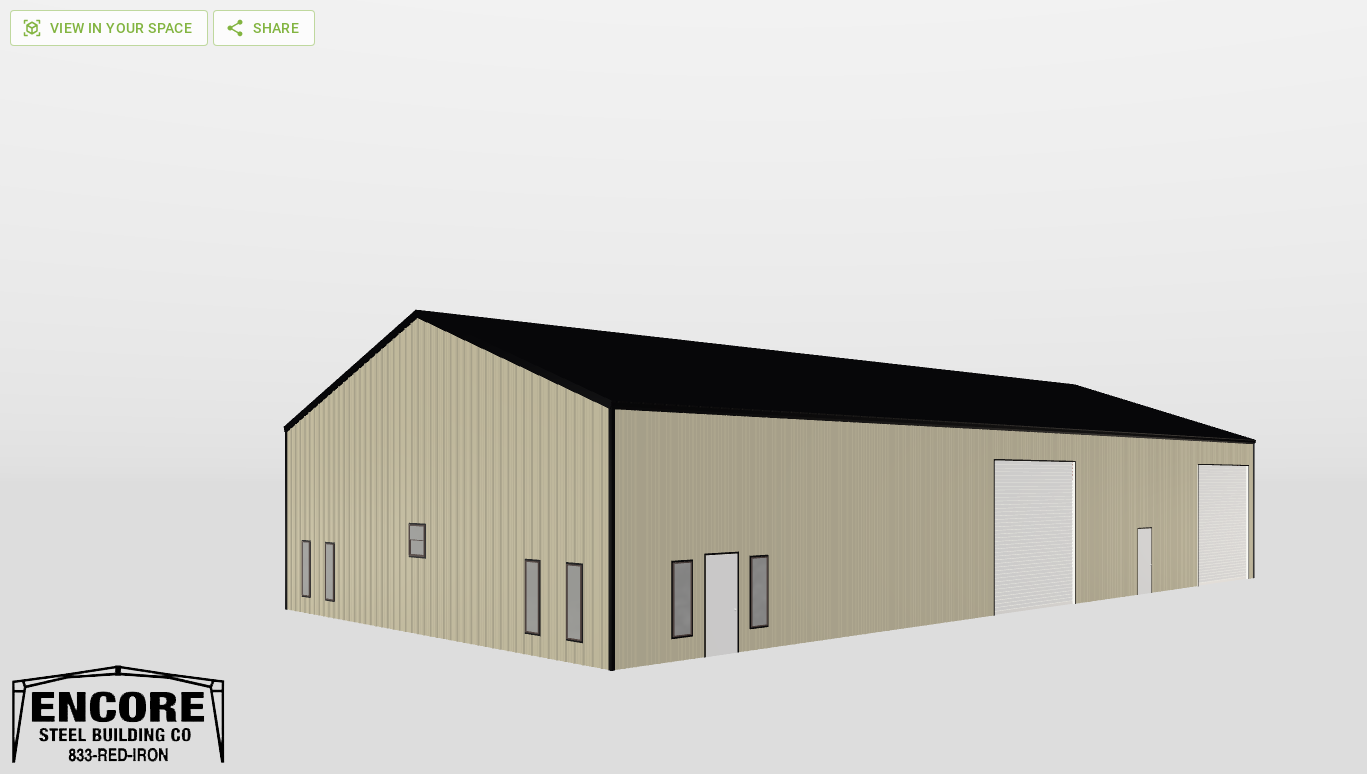 Perspective View Gable 50'X100'X16-tall