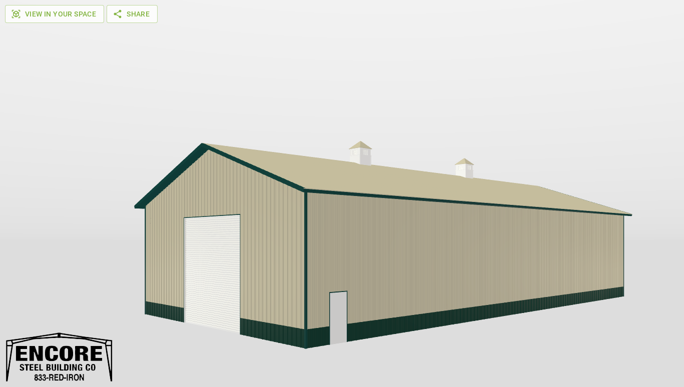 Perspective View Gable 50'X100'X20-tall