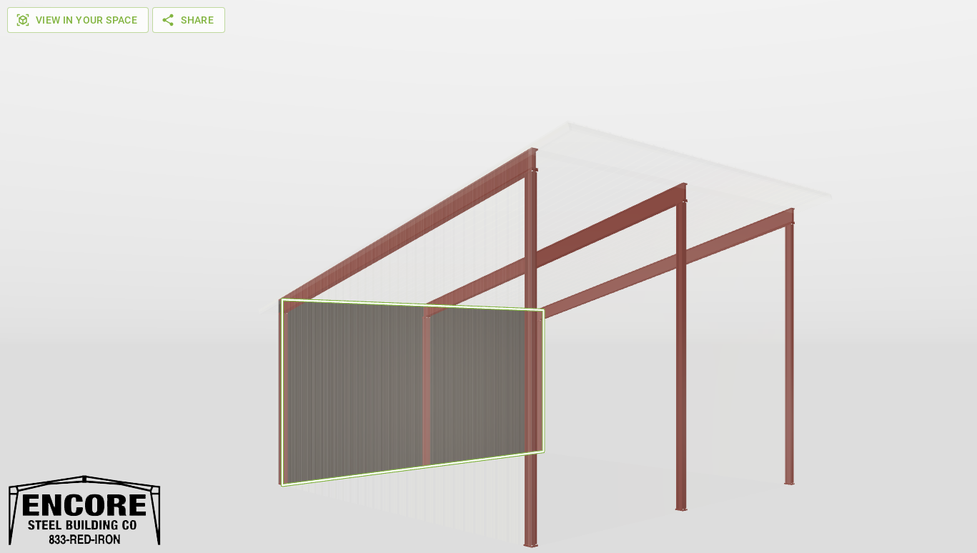 Frame Red Iron Single Slope Carport 30'X30'X14-tall-ss