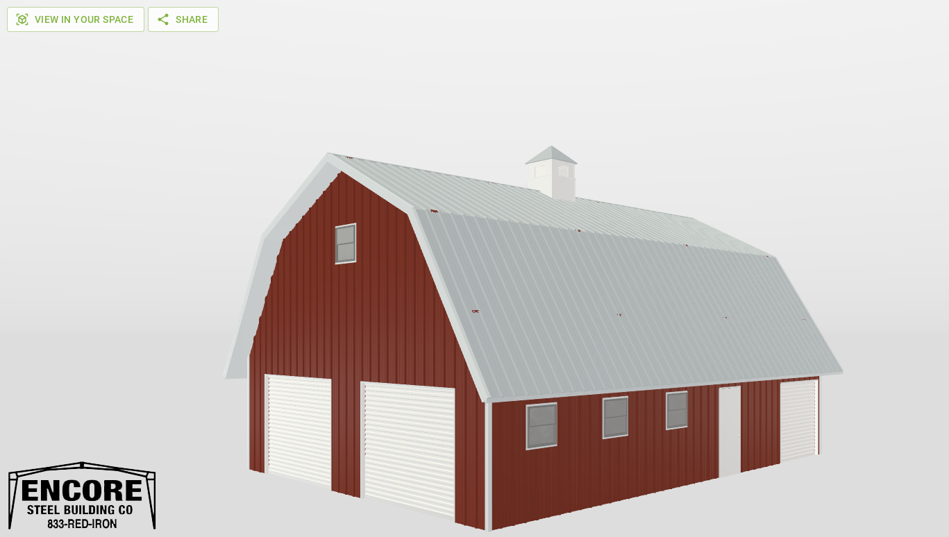 Perspective View Gambrel 30'X42'X9-tall