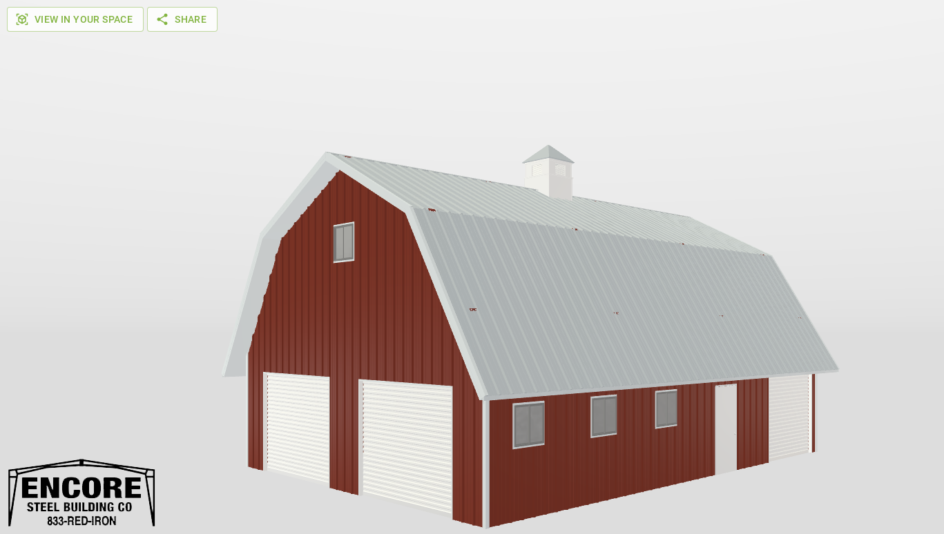 Perspective View Gambrel 30'X42'X9-tall
