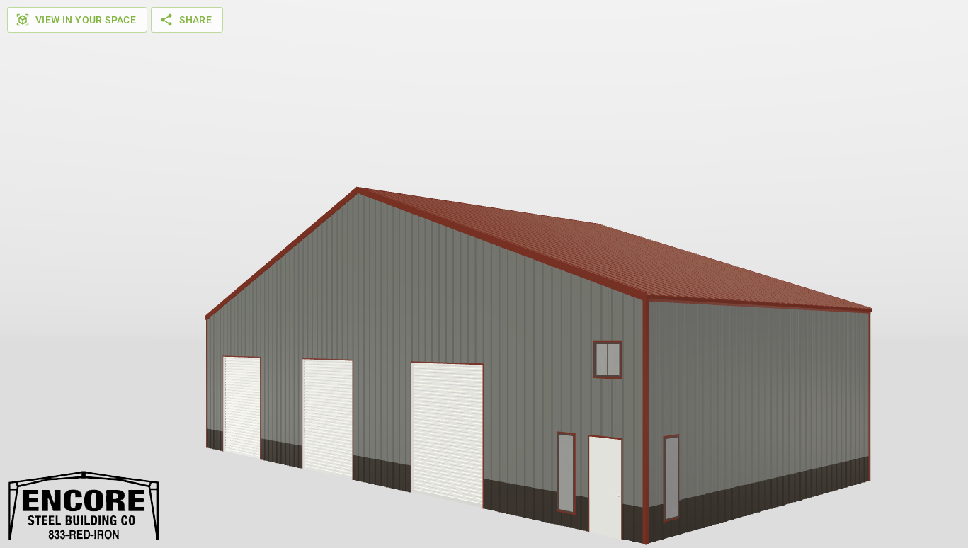 Perspective View Gable 72'X36'X16-tall
