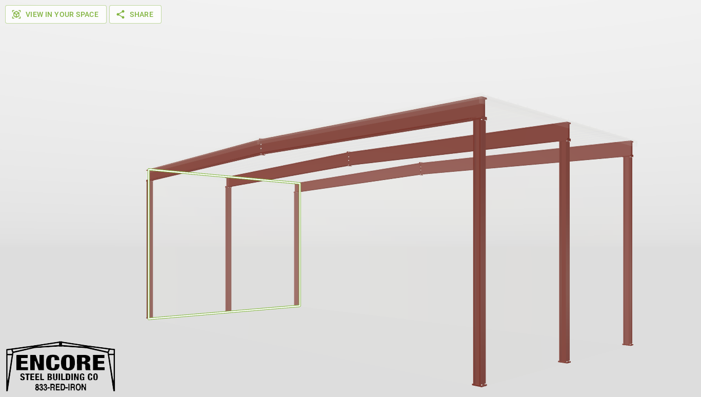 Frame Red Iron Gable Style Carport 45'X20'X15-tall