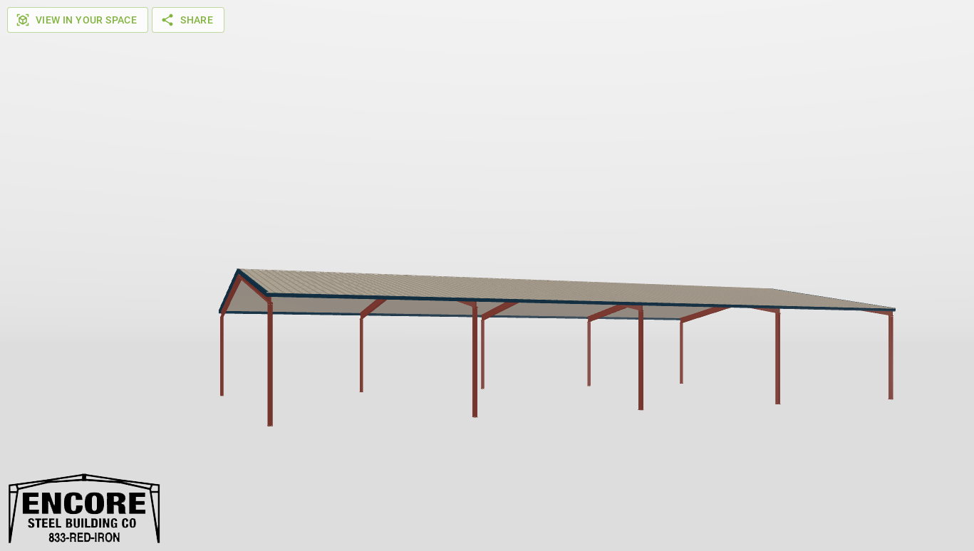 Right Red Iron Gable Style Carport 60'X100'X14-tall