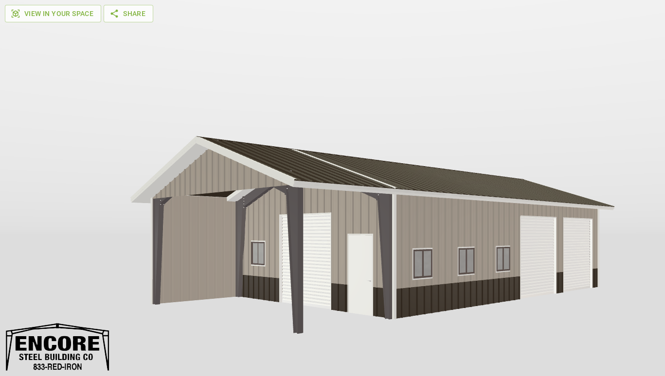 Perspective View Gable 24'X40'X10-tall