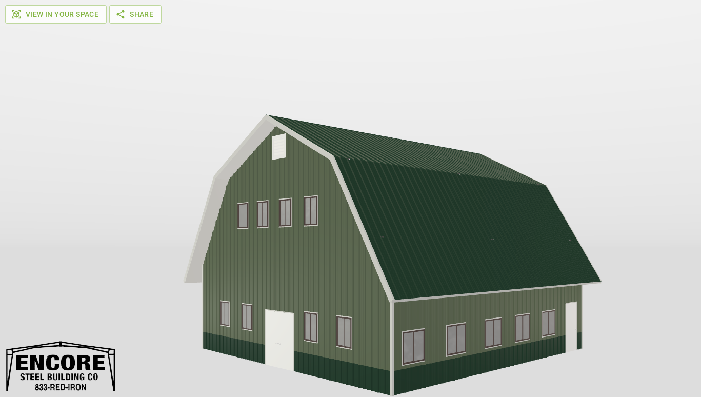 Perspective View Gambrel 40'X40'X12-tall