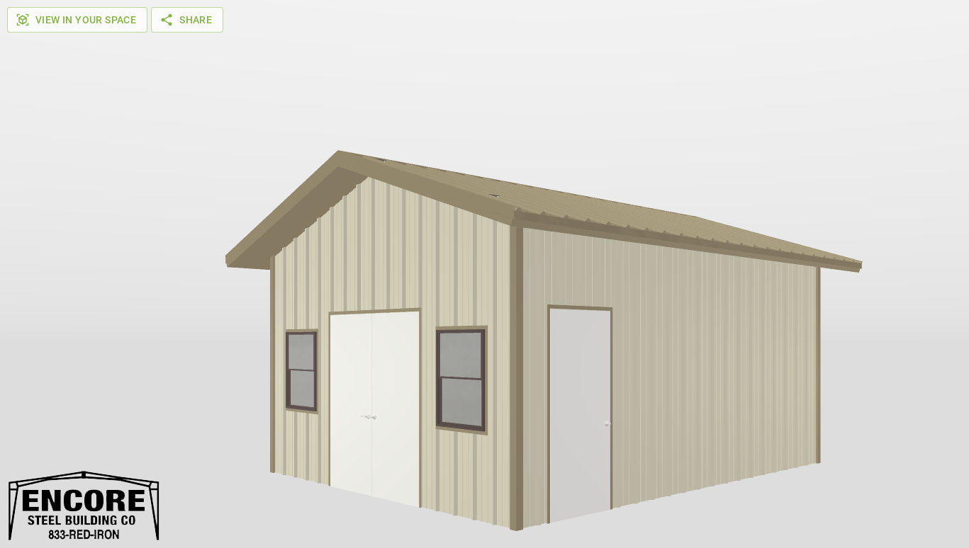 Perspective View Gable 16'X20'X9-tall