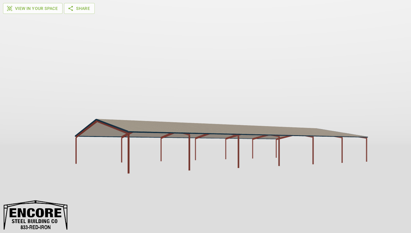 Right Red Iron Gable Style Carport 80'X150'X14-tall