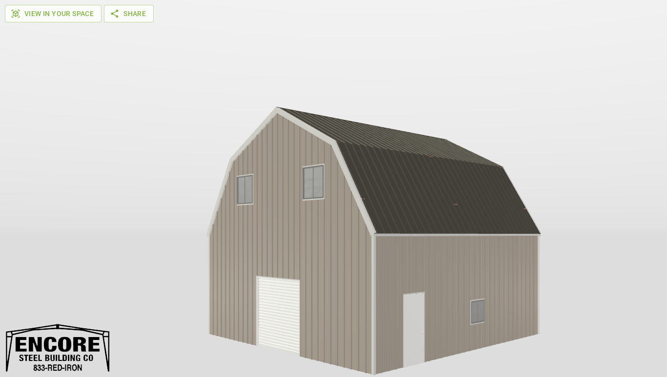 Perspective View Gambrel 30'X30'X12-tall
